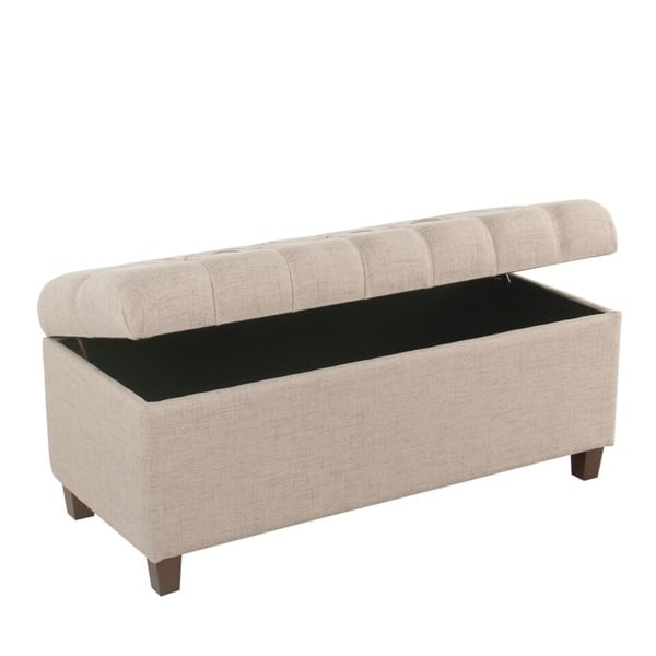 Copper Grove Muir Tan Fabric Button Tufted Storage Bench