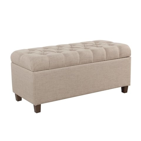 Copper Grove Muir Tan Fabric Button Tufted Storage Bench