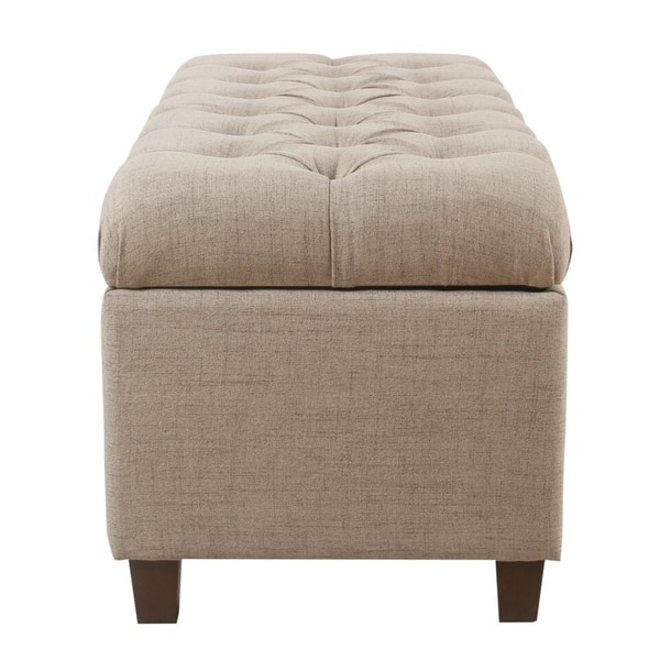 Copper Grove Muir Tan Fabric Button Tufted Storage Bench