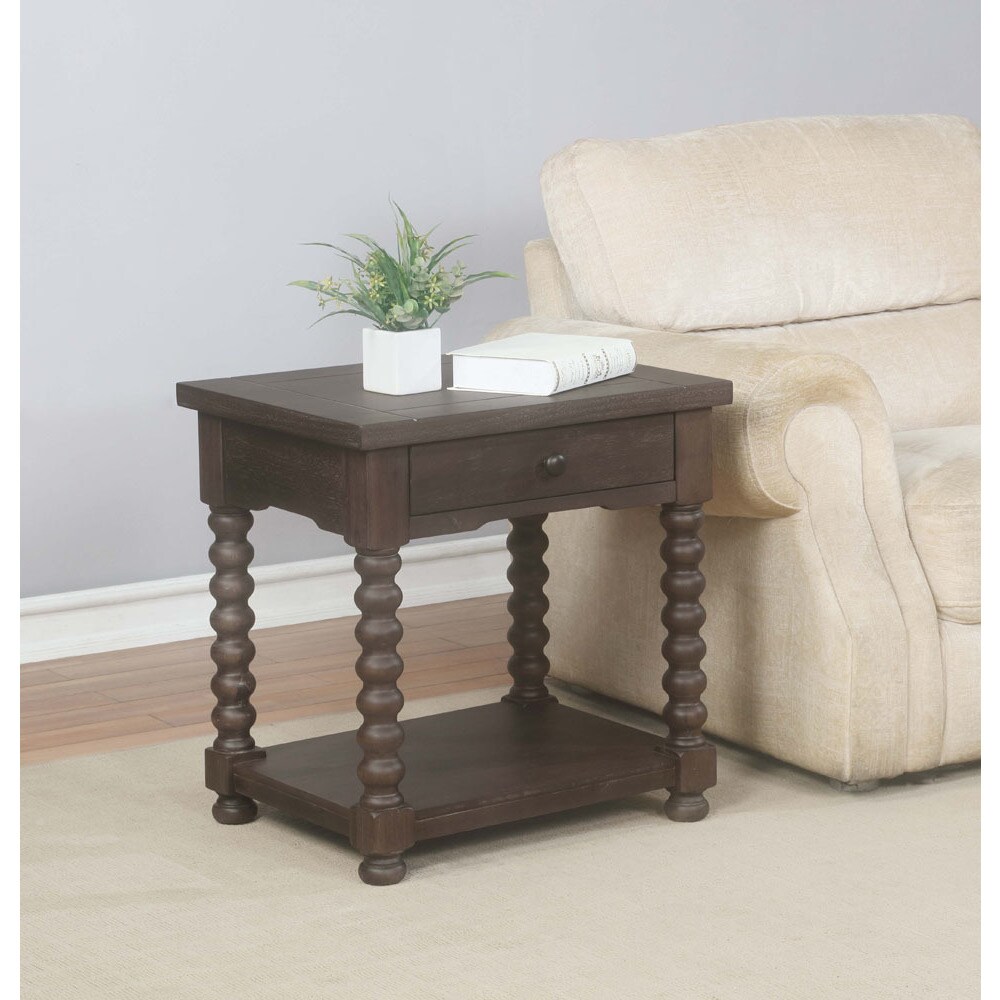 Kinley Spindle End Table Brown, Beige Transitional, Country eBay