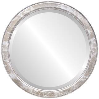 Toronto Framed Round Mirror in Champagne Silver - Antique Silver