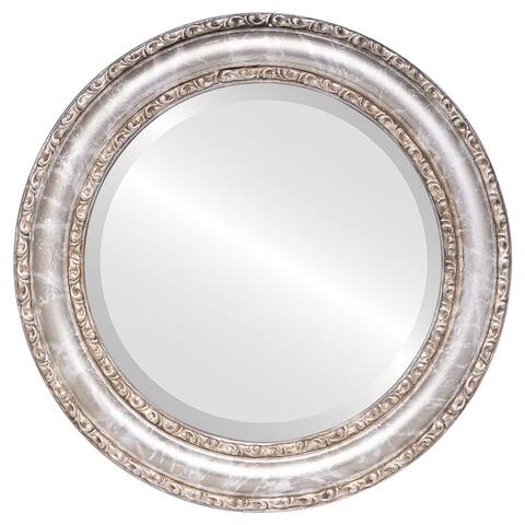 Dorset Framed Round Mirror in Champagne Silver - Antique Silver