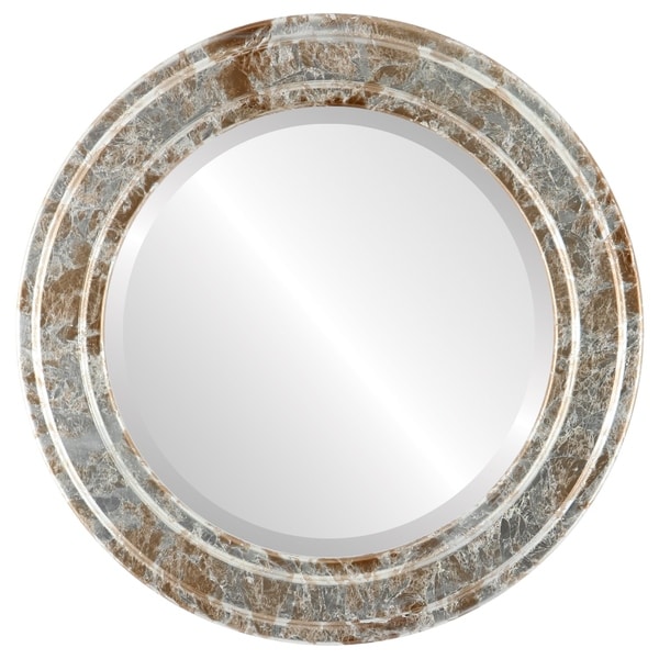Wright Framed Round Mirror in Champagne Silver - Antique Silver ...