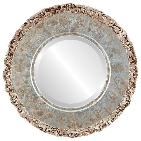 Williamsburg Framed Round Mirror in Champagne Silver