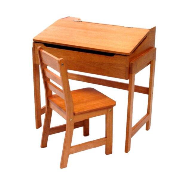 Lipper International Child S Slanted Top Desk And Chair Pecan Finish