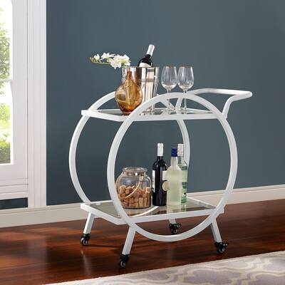 DISCO 32" Modern Round Frame Serving/Bar Cart - 18 x 28 x 32H