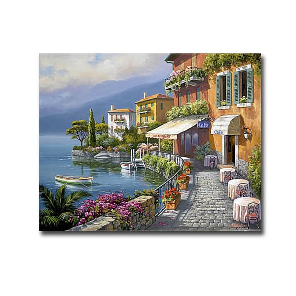 Seaside Bistro Cafe by Sung Kim Gallery Wrapped Canvas Giclee Art - On ...
