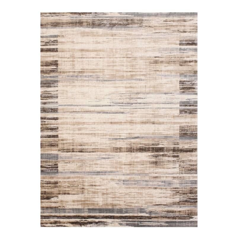 Ivory Distressed Bohemian Isabella Striped Rug by , Stylish and Trendy Area Rug for Adding Bohemian Charm to You