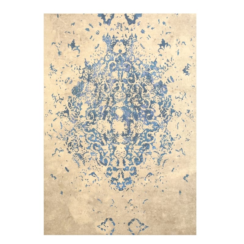 Blue Distressed Bohemian Moderno Medallion Rug by , Stylish and Trendy Area Rug for Adding Bohemian Elegance to You