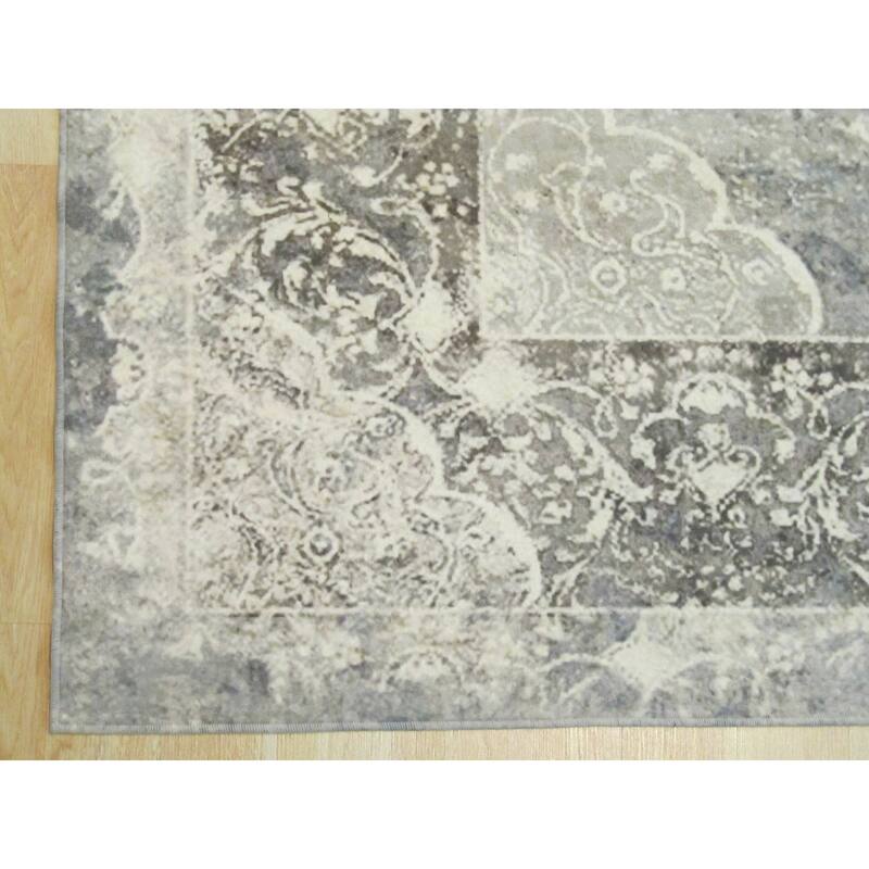Gray Distressed Bohemian Moderno Medallion Rug by , Trendy and Stylish Area Rug for Adding a Bohemian Flair to You