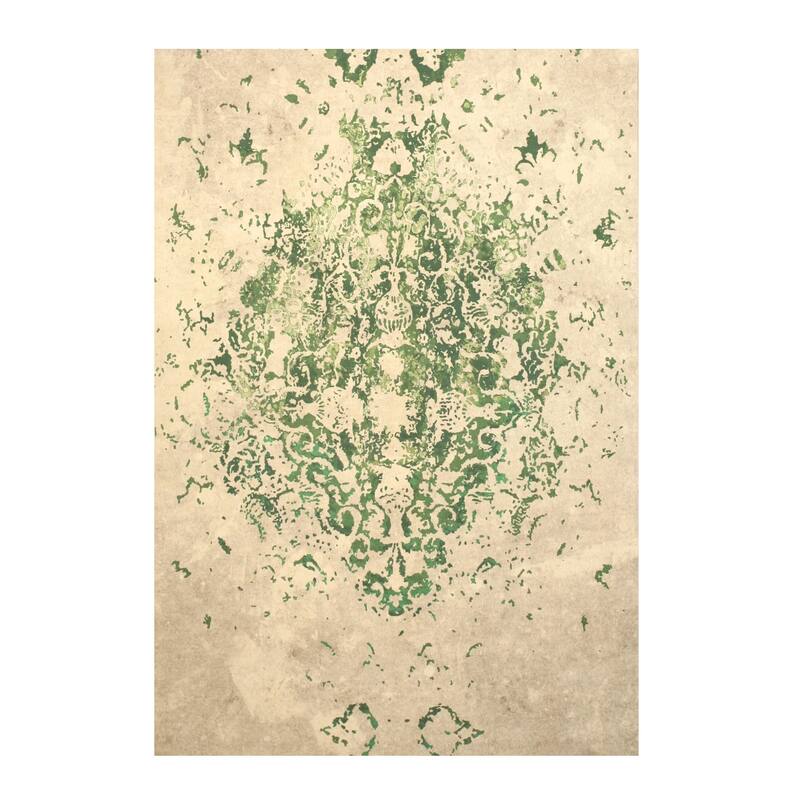 Green Distressed Bohemian Moderno Medallion Rug by , Stylish and Trendy Area Rug for Adding a Bohemian Flair to You