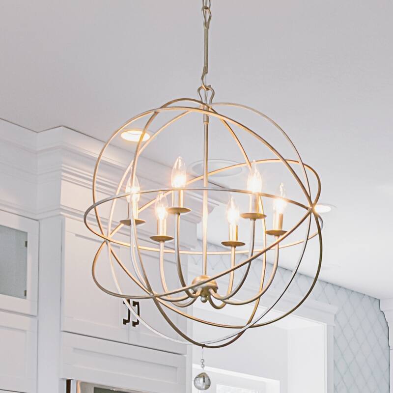 Copper Grove Poltava 6-light Silvertone Globe Chandelier