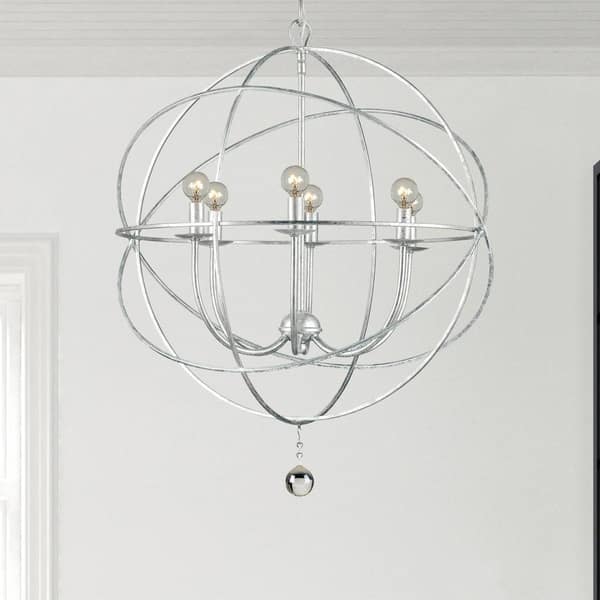 slide 2 of 4, Copper Grove Poltava 6-light Silvertone Globe Chandelier