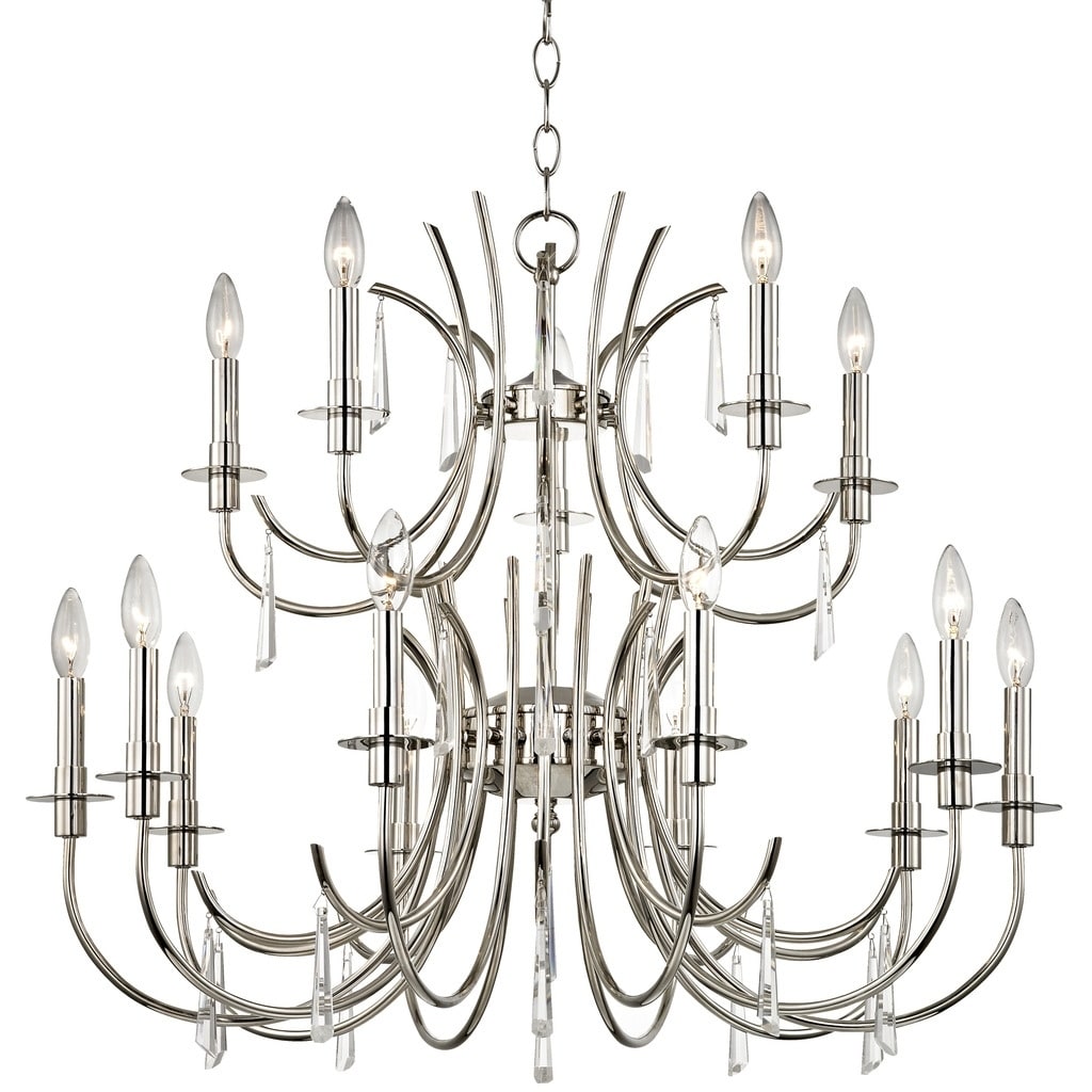 Transitional 15-light Polished Nickel/Crystal Chandelier - Chandeliers For Bedrooms by Overstock.com