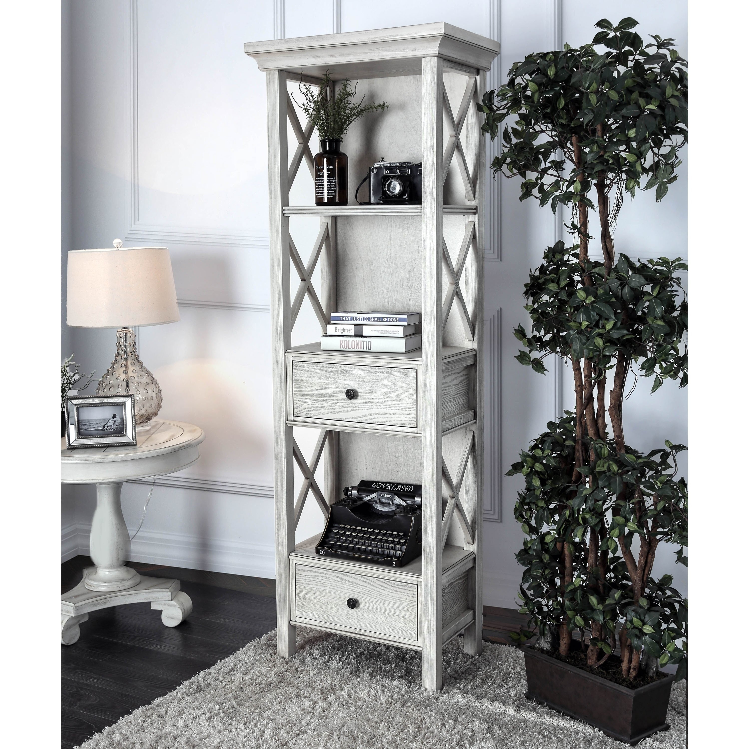 Shop Furniture Of America Biel Rustic White Solid Wood Storage