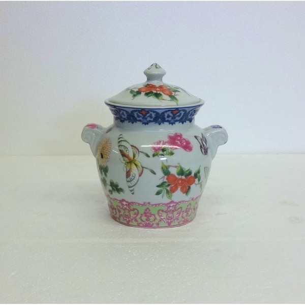 Spring Blooms Porcelain Cover Jar