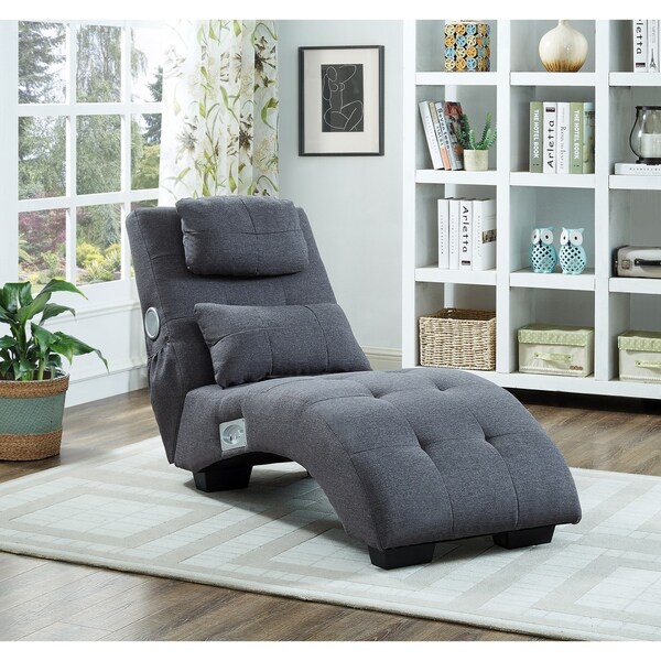 Shop Best Quality Furniture Dark Grey Woven Fabric Tufted Chaise Lounge