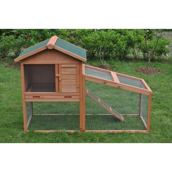 Shop Aleko Chicken Hen Cage Rabbit Hutch 565 X 256 X 394 Inches