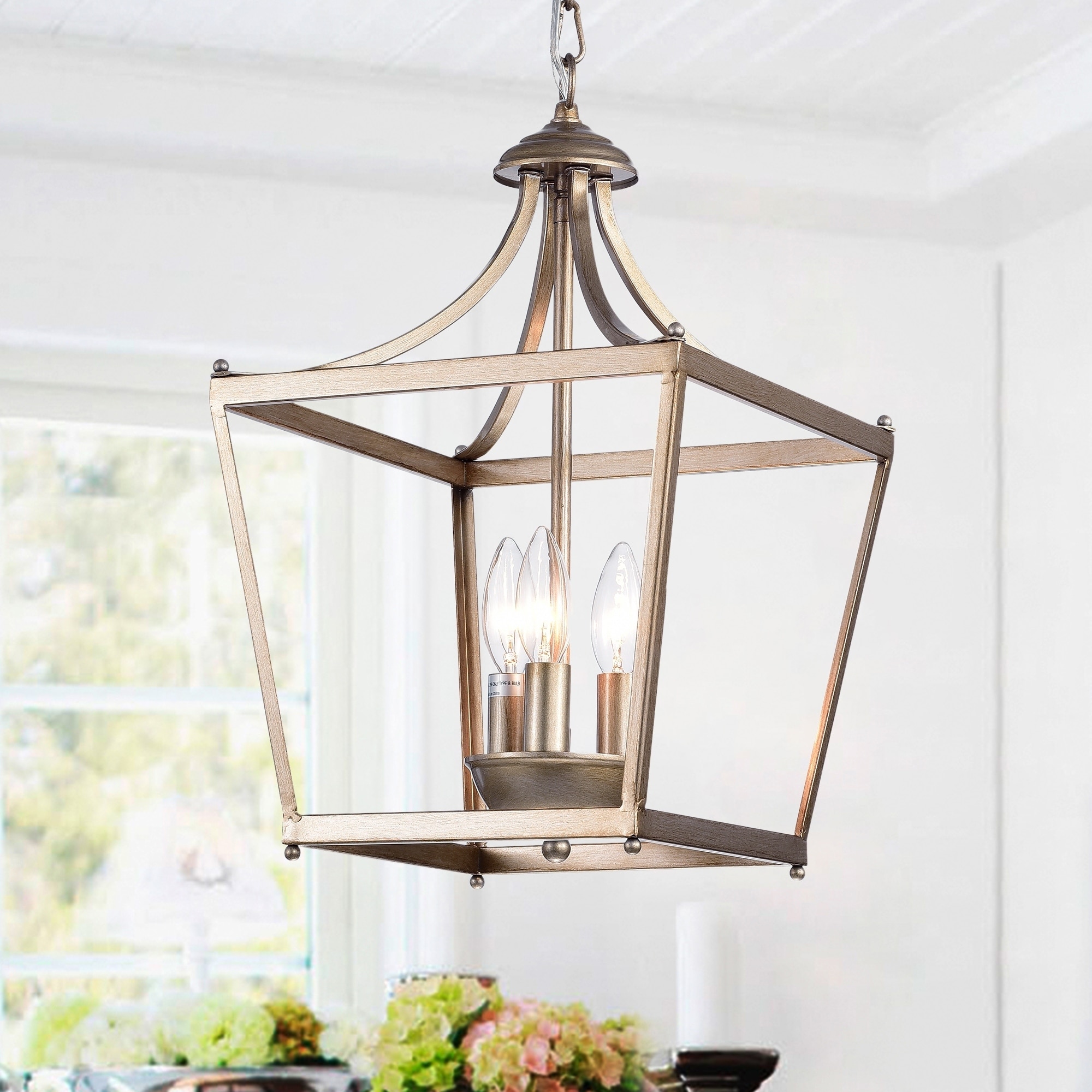 Warehouse of Tiffany Sunsus Oil Brushed Silver 3-light Lantern Pendant