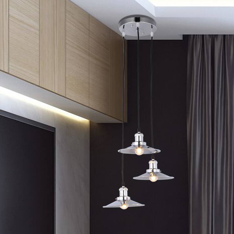 Cheyenne Nickel 3-Lamp Chandelier includes Edison Bulbs