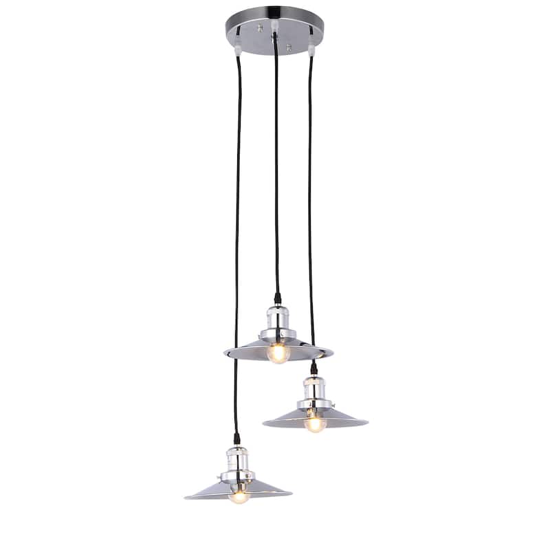 Cheyenne Nickel 3-Lamp Chandelier includes Edison Bulbs