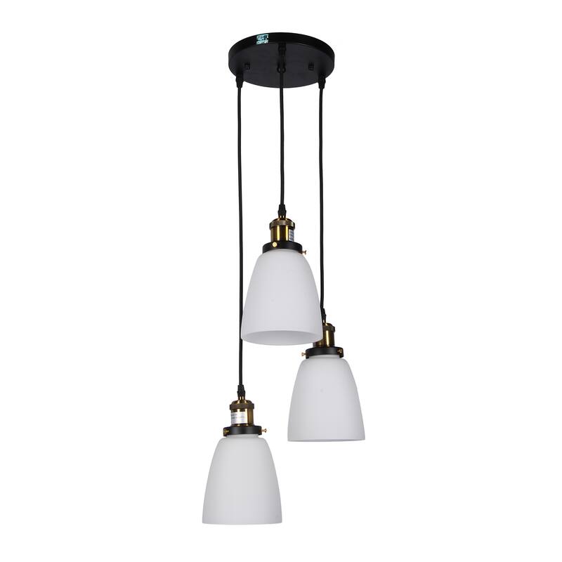 Patricia 3-Light Chandelier Transluscent White Glass Shades includes Edison Bulbs