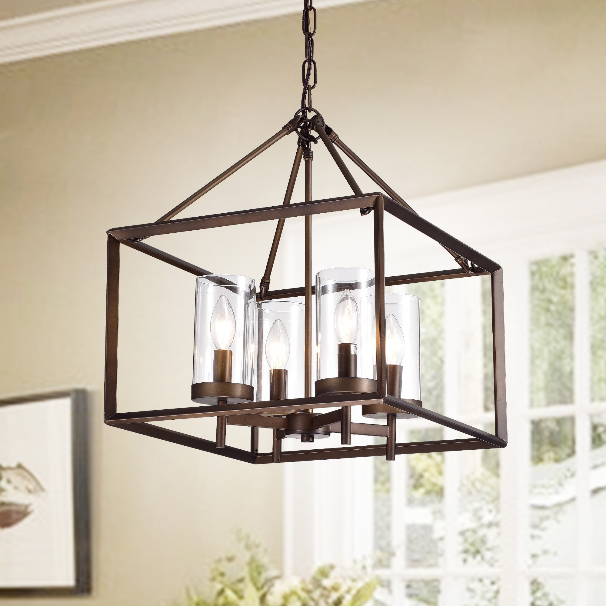 Esich Antique Bronze 4-light Pendant with Glass Shades Bed Bath  Beyond  20289016