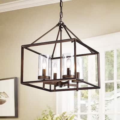 Esich Antique Bronze 4-light Pendant with Glass Shades