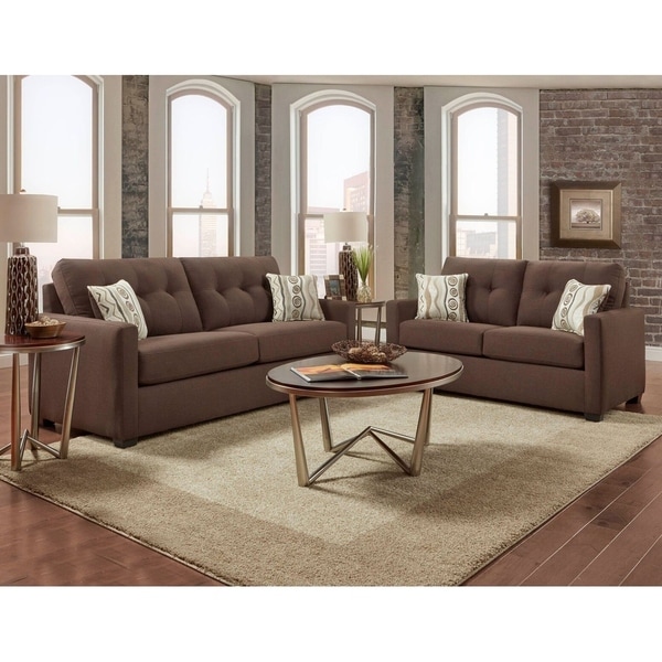 Sofatrendz British Tufted Chocolate Sofa Loveseat 2 Pc Set Sofatrendz British Tufted Chocolate Sofa Loveseat