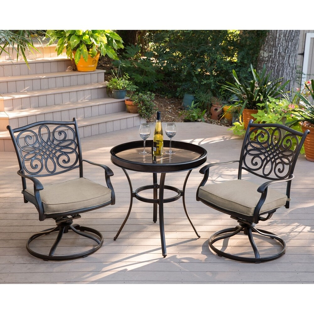 Hanoverhanover Monaco Tan Aluminum 3 Piece Outdoor High Dining Bistro Set Tan Dailymail