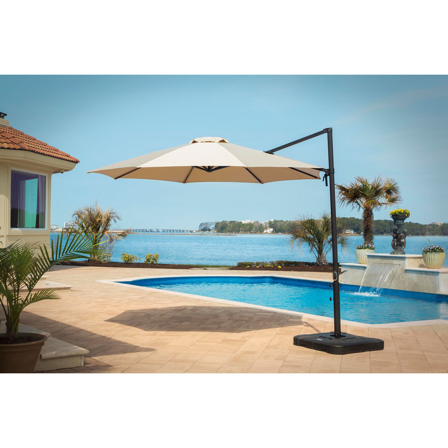 hanover patio umbrella Traditions 11 Ft. with Rust-Resistant Aluminum PVC, Easy-Crank Lever, and Weather-Resistant Fabric, Outdoor Umbrella, Tan : Patio, Lawn & Garden Enhance your patio Umbrella High Chair Patio Set