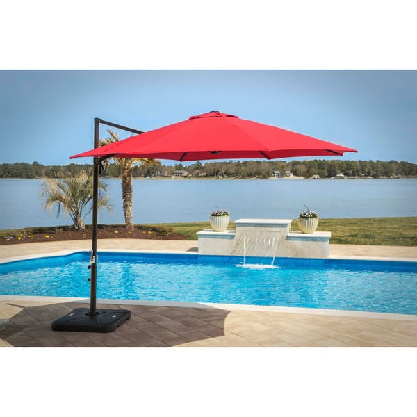 Hanover Red Cantilever Umbrella Overstock 20289362