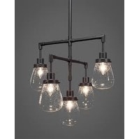5-Light Chandelier Dark Granite Finish With 5" Clear Bubble Glass