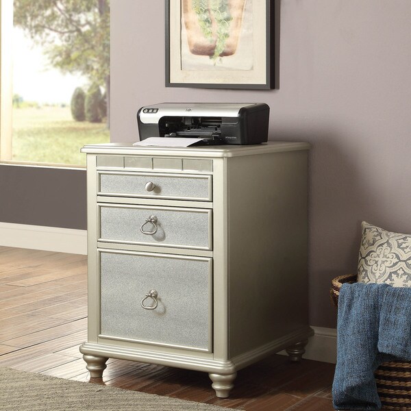 Shop Furniture of America Cord Glam Silver Solid Wood 3drawer File