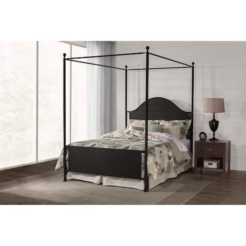 Cumberland Queen-size Black Metal Canopy Bed with Bed Rails
