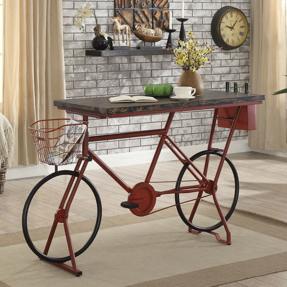 Furniture of America Wixi Industrial Red 64-inch Metal Bicycle Bar Table