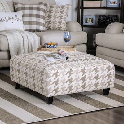 Zito Transitional Grey Square Fabric Cocktail Ottoman by Furniture of America