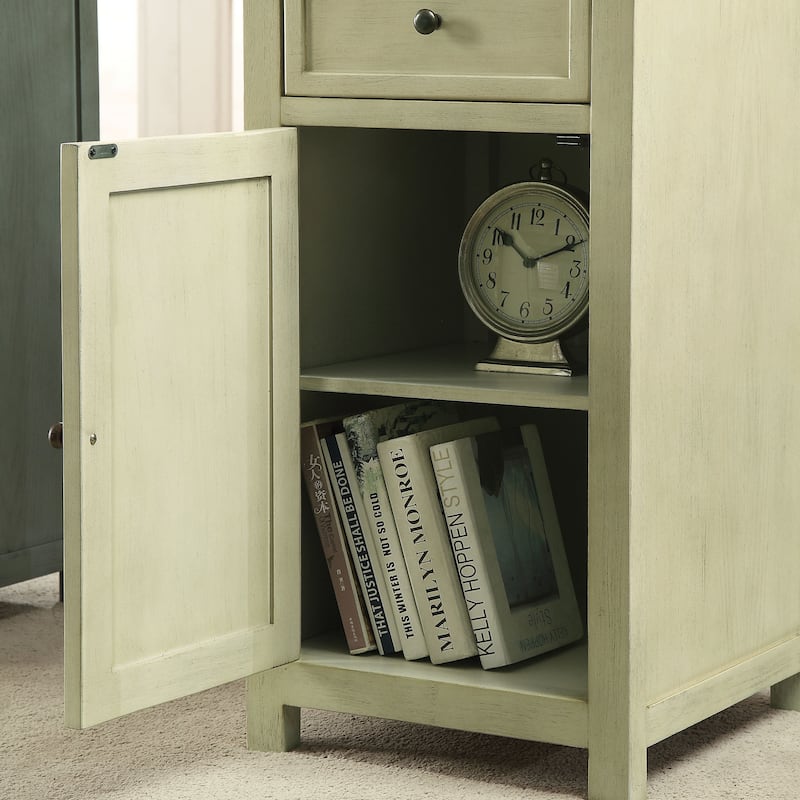 Kae Vintage 18-inch Solid Wood 1-Drawer Side Table by Furniture of America - Antique White