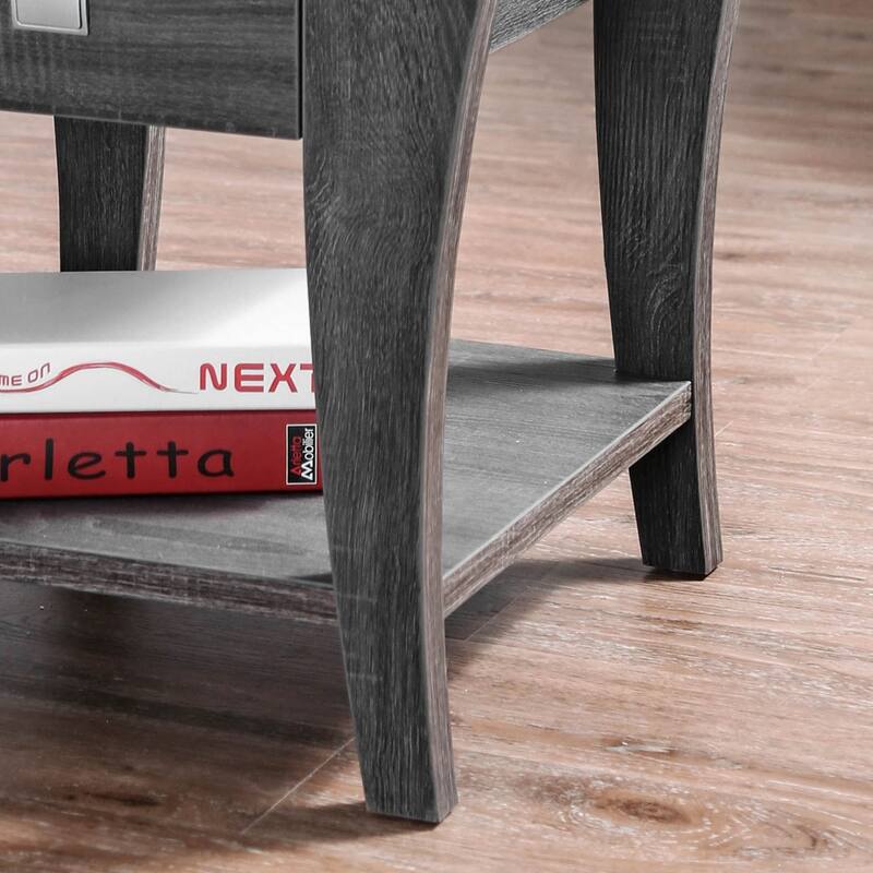 Werc Contemporary Grey 22" Wood 1-Shelf Side Table by Furniture of America