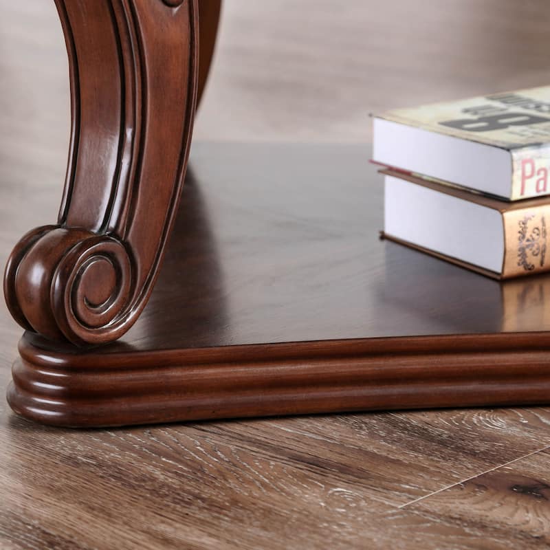 Derg Traditional Dark Oak 48-inch Glass Top Insert 1-Shelf Sofa Table by Furniture of America