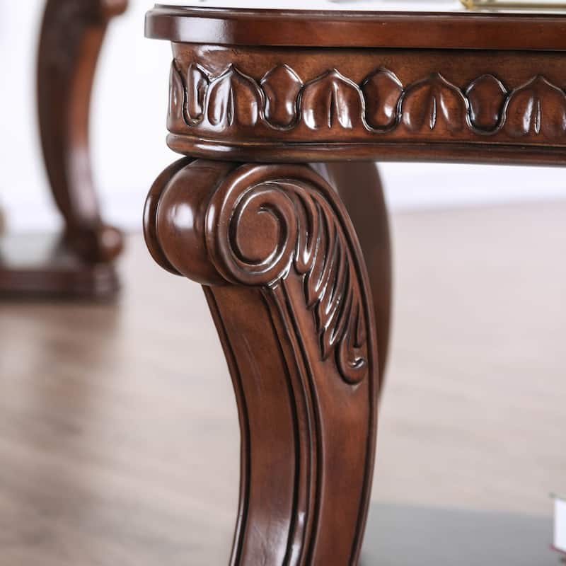 Derg Traditional Dark Oak 48-inch Glass Top Insert 1-Shelf Sofa Table by Furniture of America