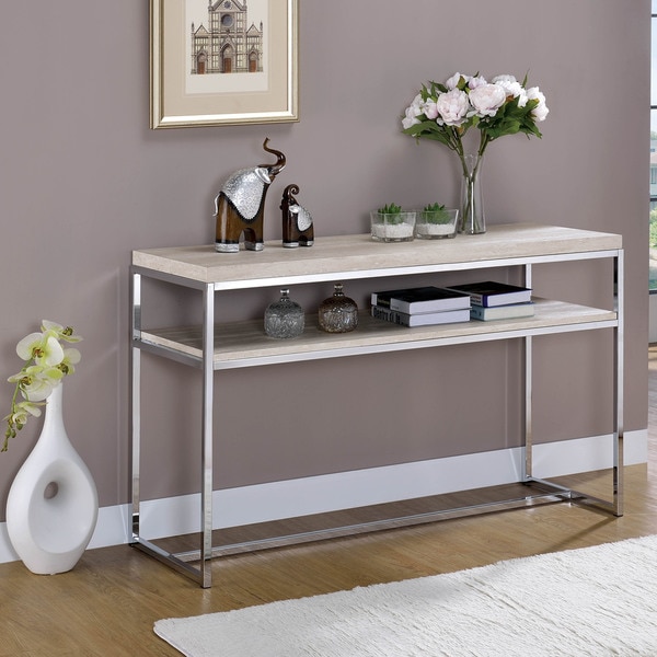 Furniture of America Saji Contemporary Chrome Metal Console Table