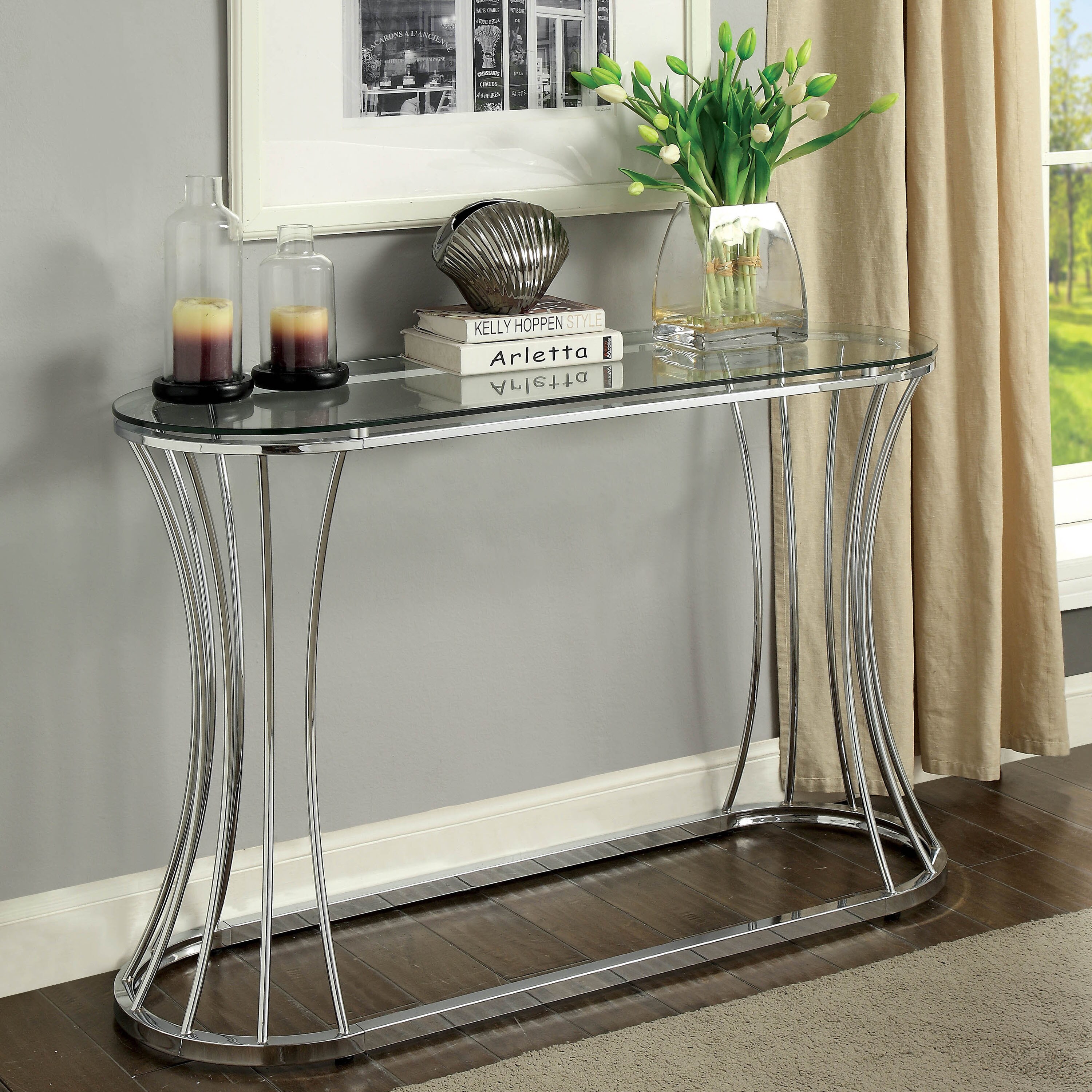 Furniture Of America Laud Contemporary Chrome Metal Oval Sofa Contemporary Chrome Metal Oval Sofa