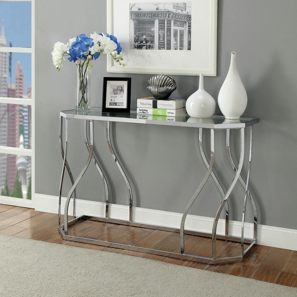 Furniture Of America Andor Contemporary Chrome Sofa Table On Furniture Of America Andor Contemporary Chrome Sofa Table