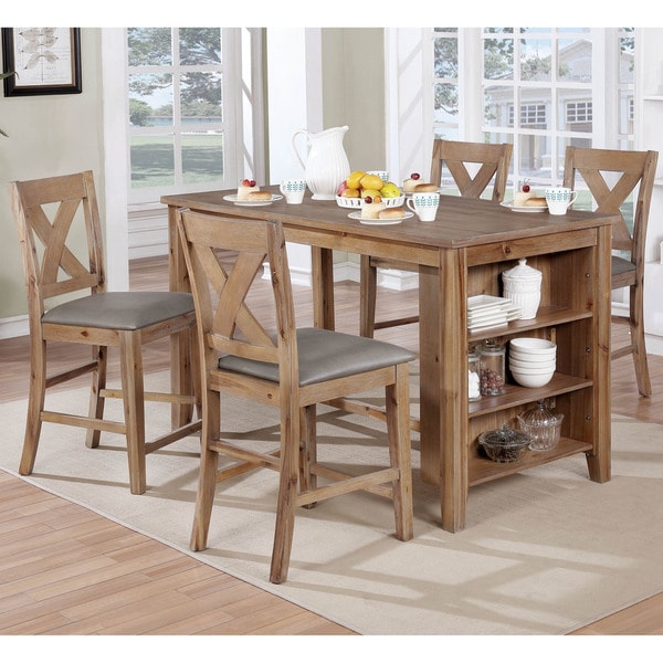 Shop Delrio Rustic Weathered Natural 5 Piece Kitchen Island