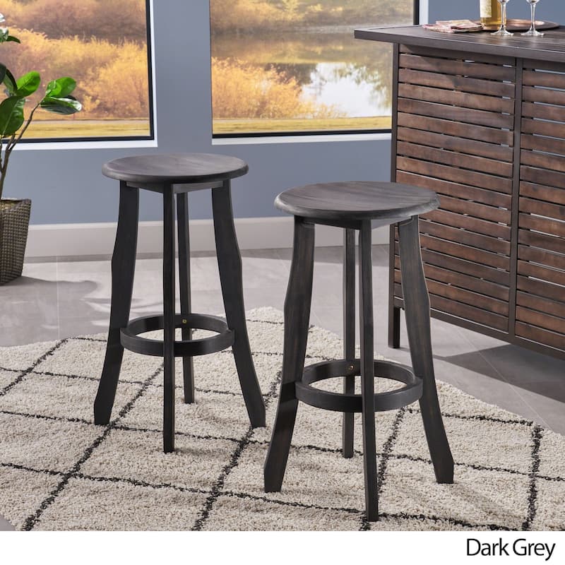 Ruthie Backless Acacia Wood Barstool (Set of 2) by Christopher Knight Home - Grey