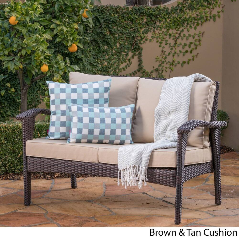 Honolulu Outdoor Wicker Loveseat with Cushions by Christopher Knight Home