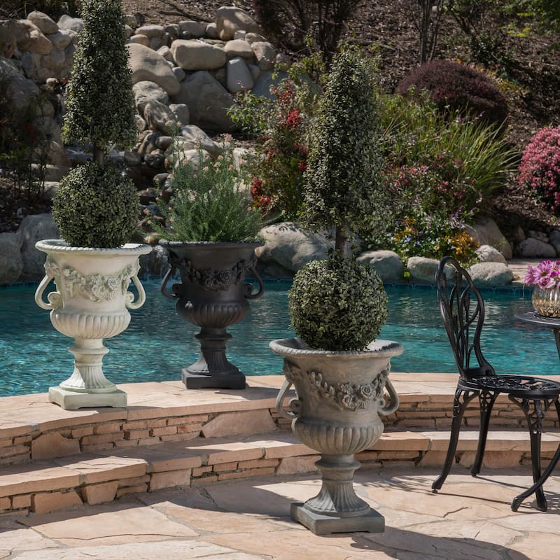 Buena Vista Outdoor 24-inch Cast Stone Urn by Christopher Knight Home