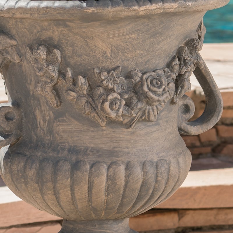 Buena Vista Outdoor 24-inch Cast Stone Urn by Christopher Knight Home