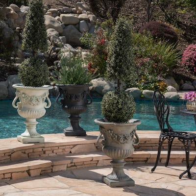 Buena Vista Outdoor 24-inch Cast Stone Urn by Christopher Knight Home